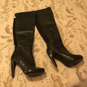 Black Leather Over The Knee Boots - Size 8.5 - Nine West